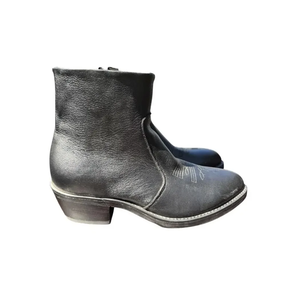 Durango Western Side Zip Dress Cowboy Boot Black Leather Men size 7.5 EE